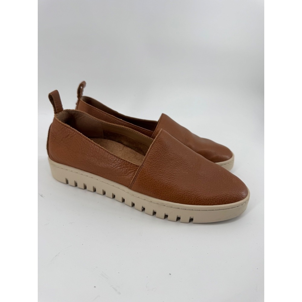 Vionic Uptown A-Line Brown Leather Lug Sole Loafers Womens 8.5 Comfort Slip On